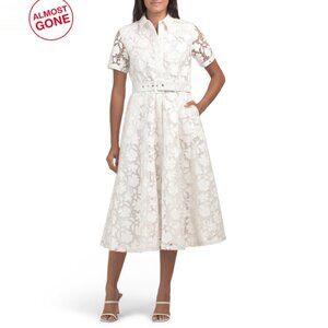 TOCCIN Optic White Jean Short Sleeve Shirt Dress